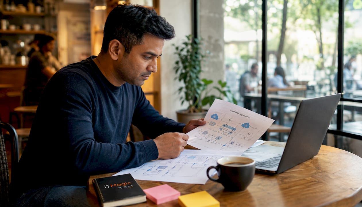 Professional reviewing AWS EKS architecture documents