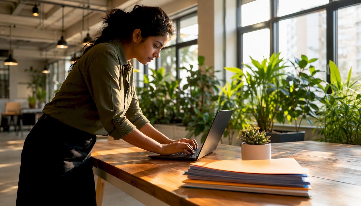 IT professional reviewing AWS cost alerts at desk