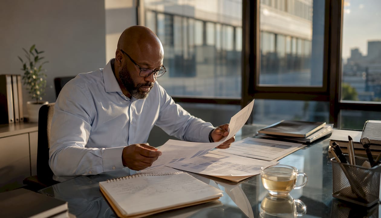 IT manager reviewing business continuity plan