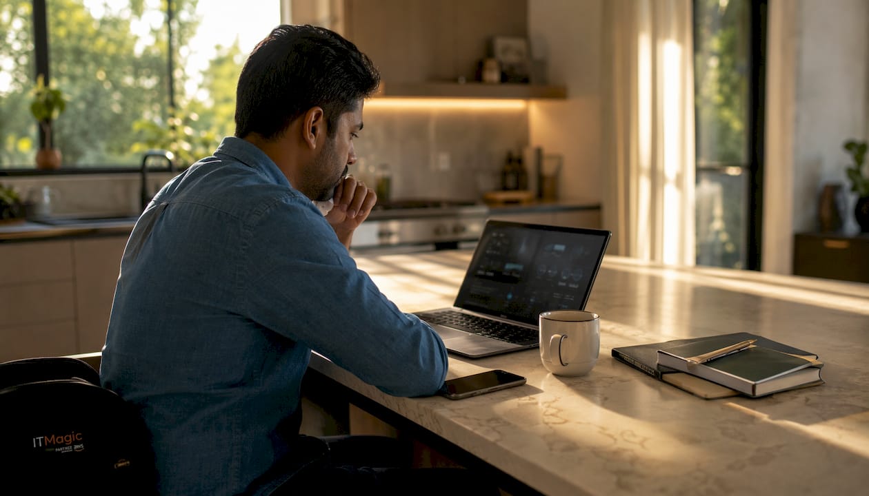 Cloud engineer managing AI infrastructure in office