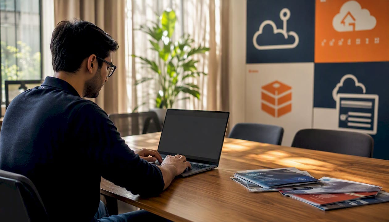 Engineer configuring AWS Lambda pricing calculator