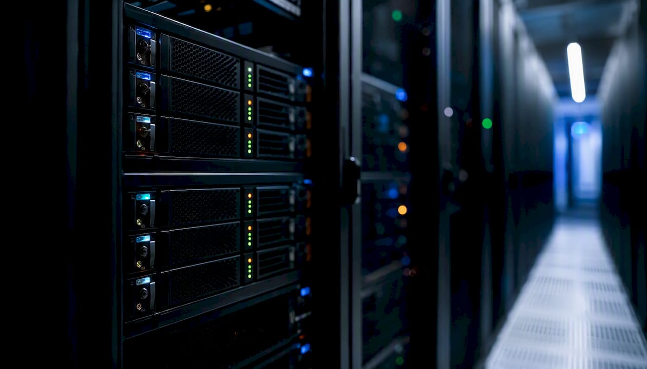 Storage hardware rack close-up
