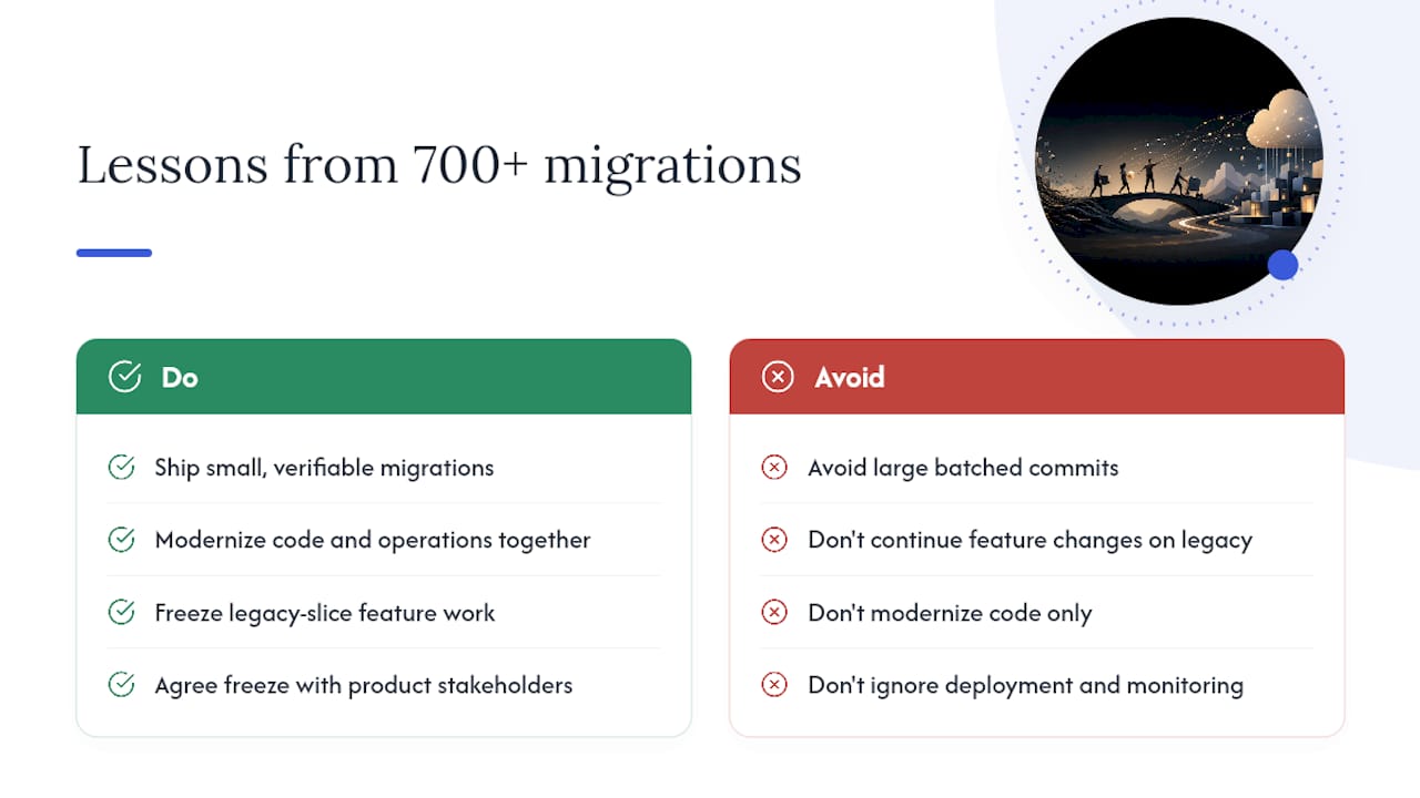 What running 700+ migrations actually teaches you — overview diagram