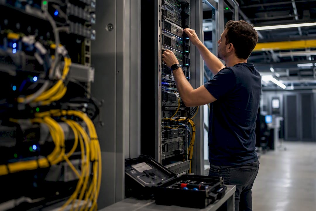Hands configuring autoscaling controls in a data center