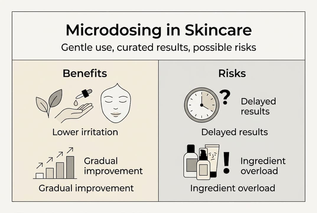 Infographic showing microdosing skincare pros and cons