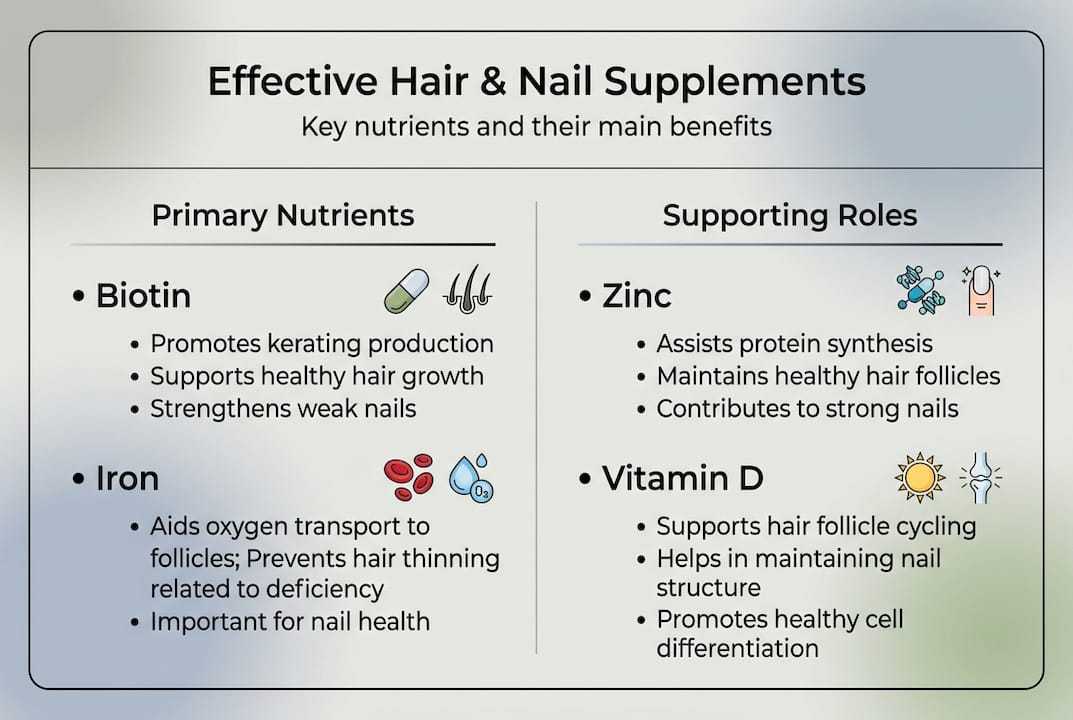 Infographic showing main supplement benefits