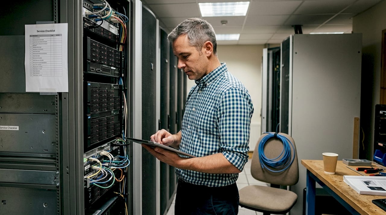 Server room fraud detection system being monitored