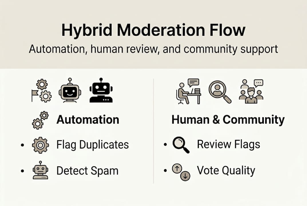 Infographic of hybrid moderation process steps