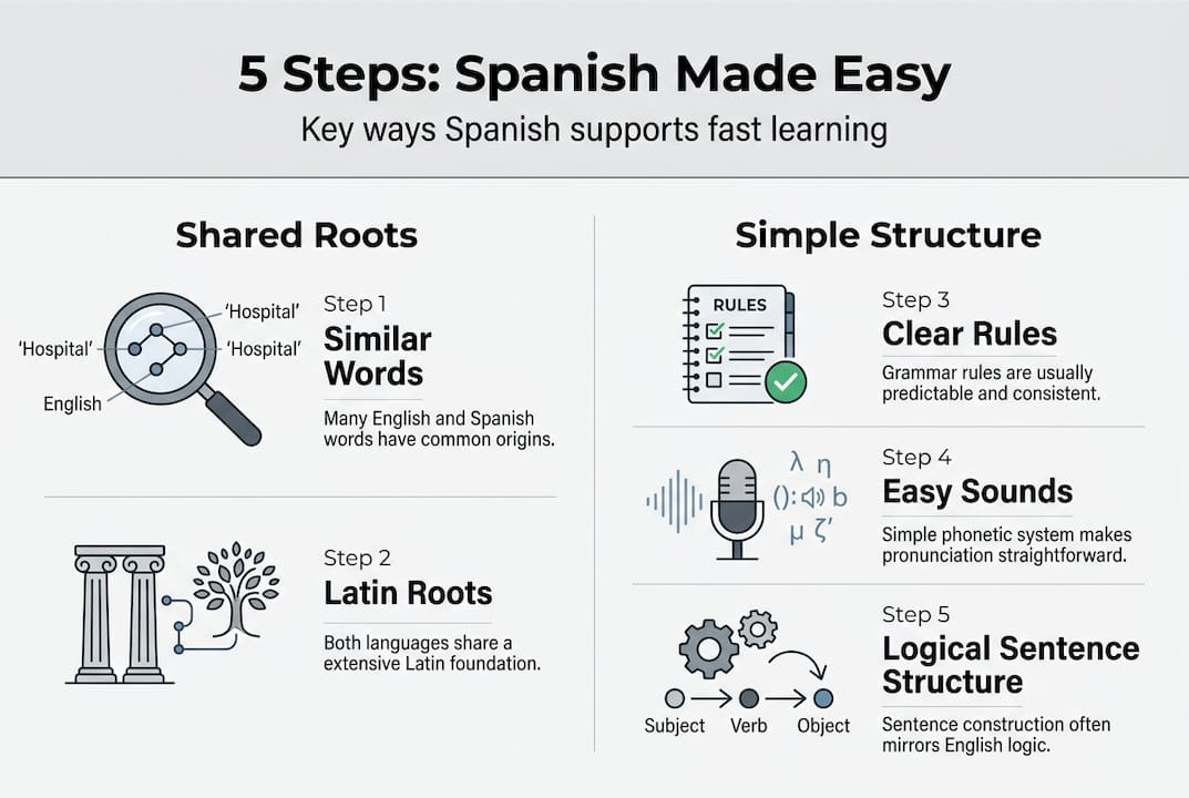 Infographic Spanish easier for English speakers