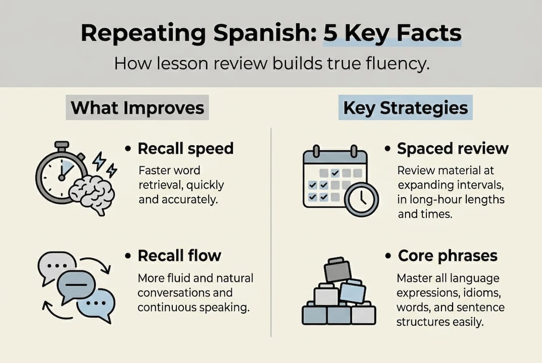 Infographic showing Spanish repetition and fluency