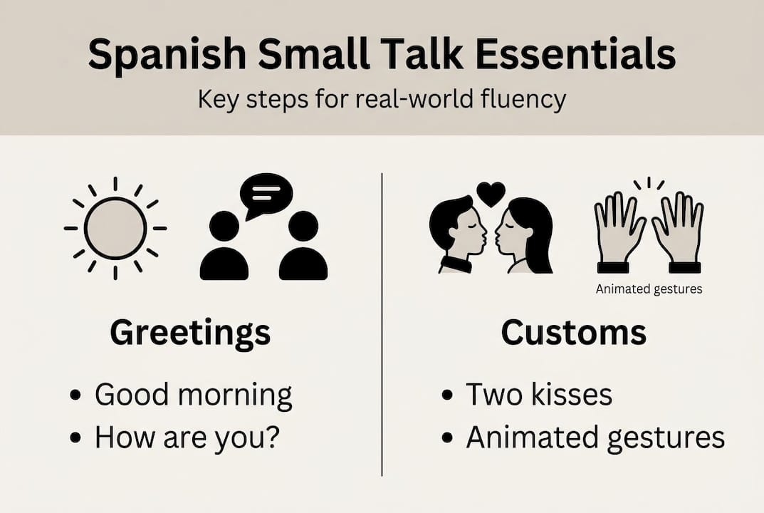 Infographic showing Spanish small talk essentials