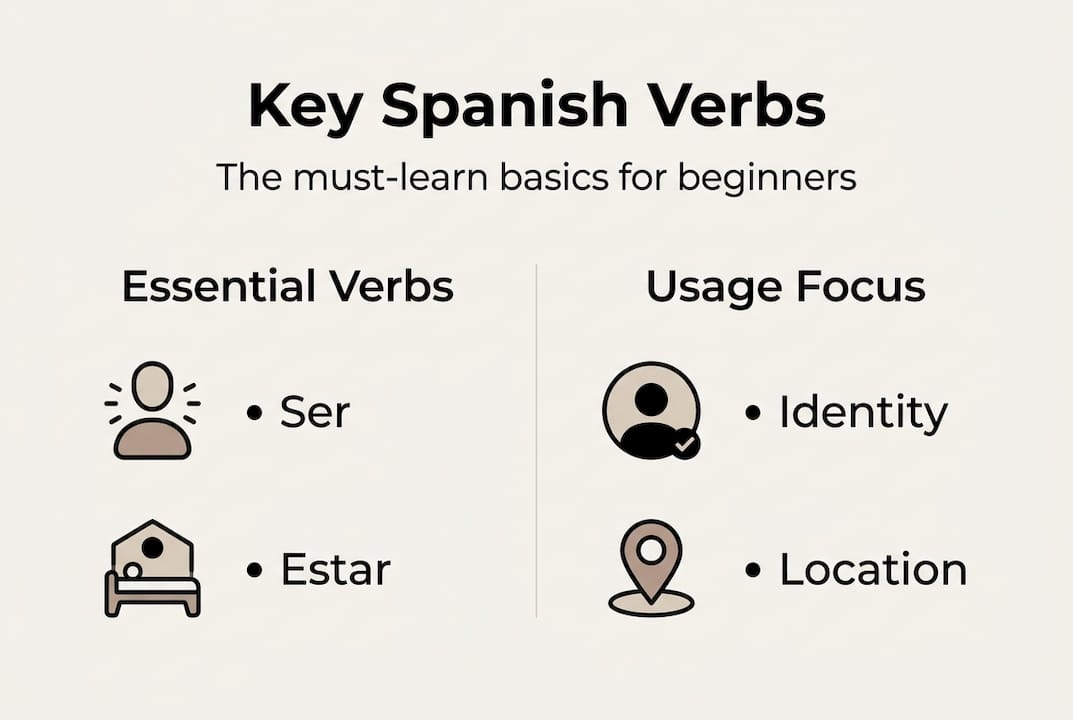 Infographic about Spanish beginner key verbs