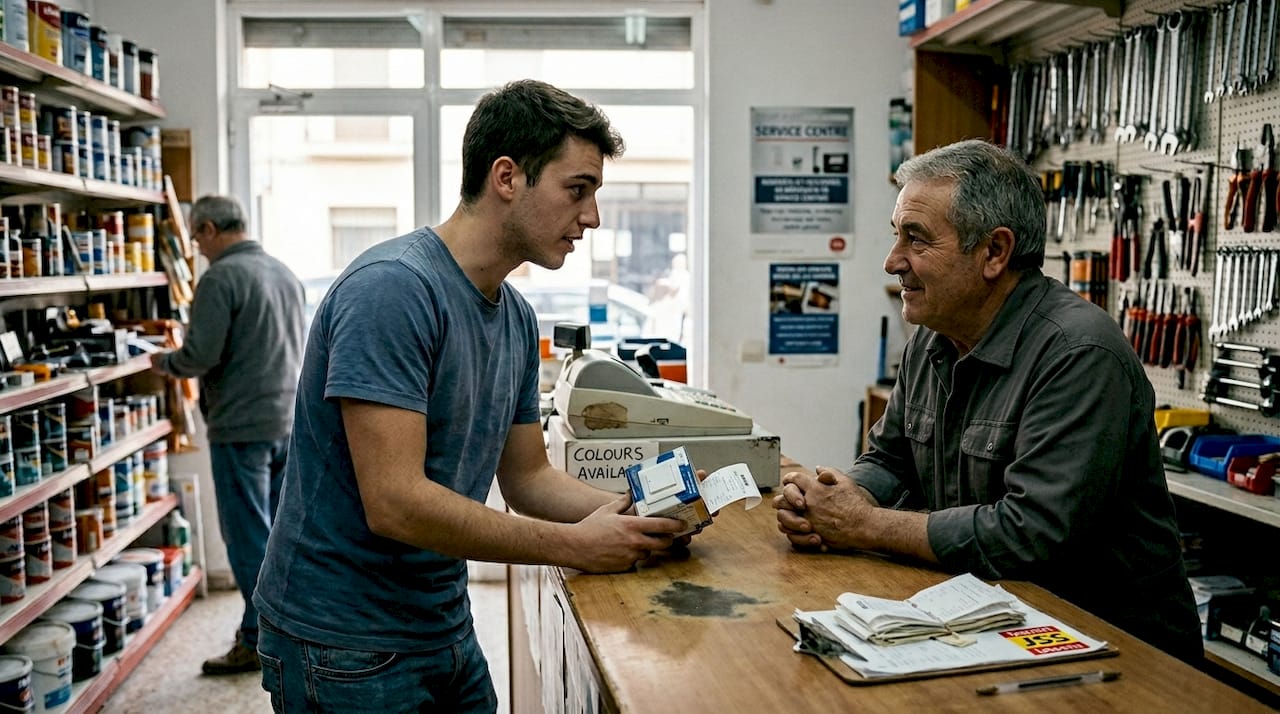 Customer requesting return in Spanish hardware store