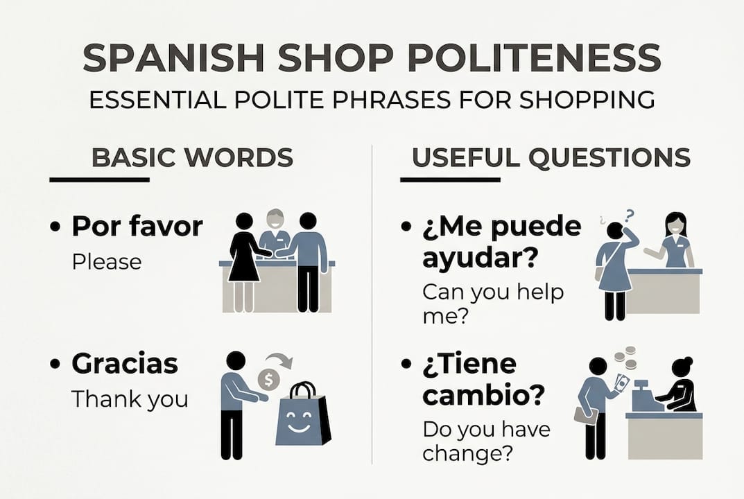 Infographic Spanish polite shop phrases