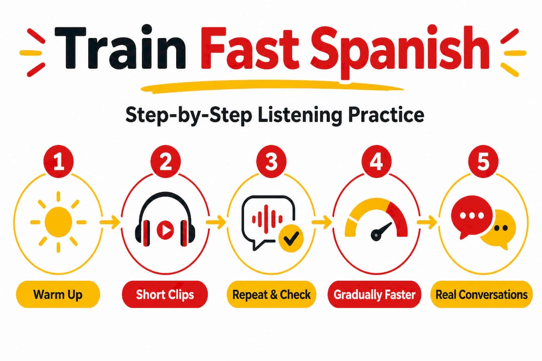 Steps for training fast Spanish listening skills