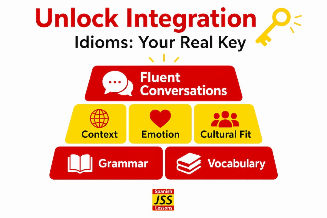 Infographic showing idioms as key to integration