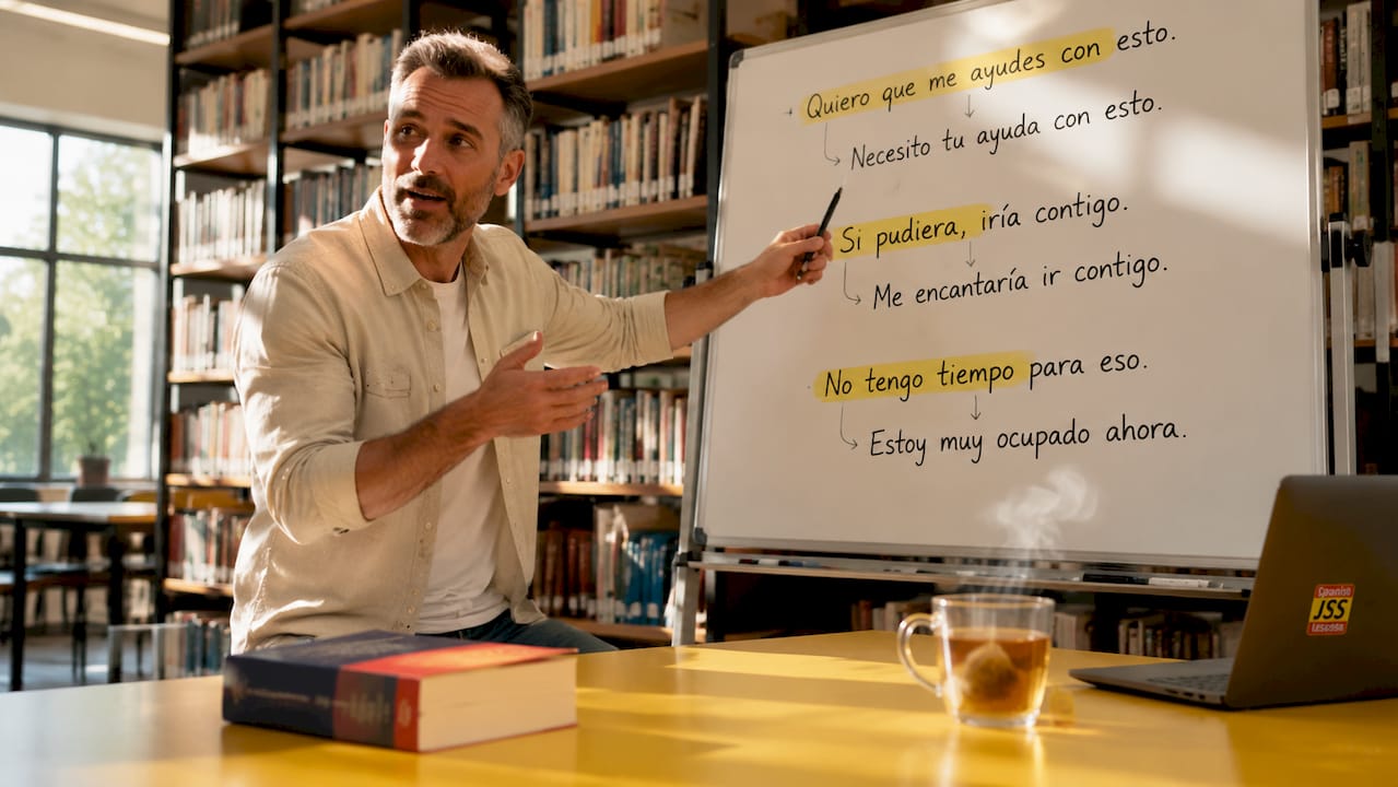 Spanish tutor demonstrating sentence simplification techniques