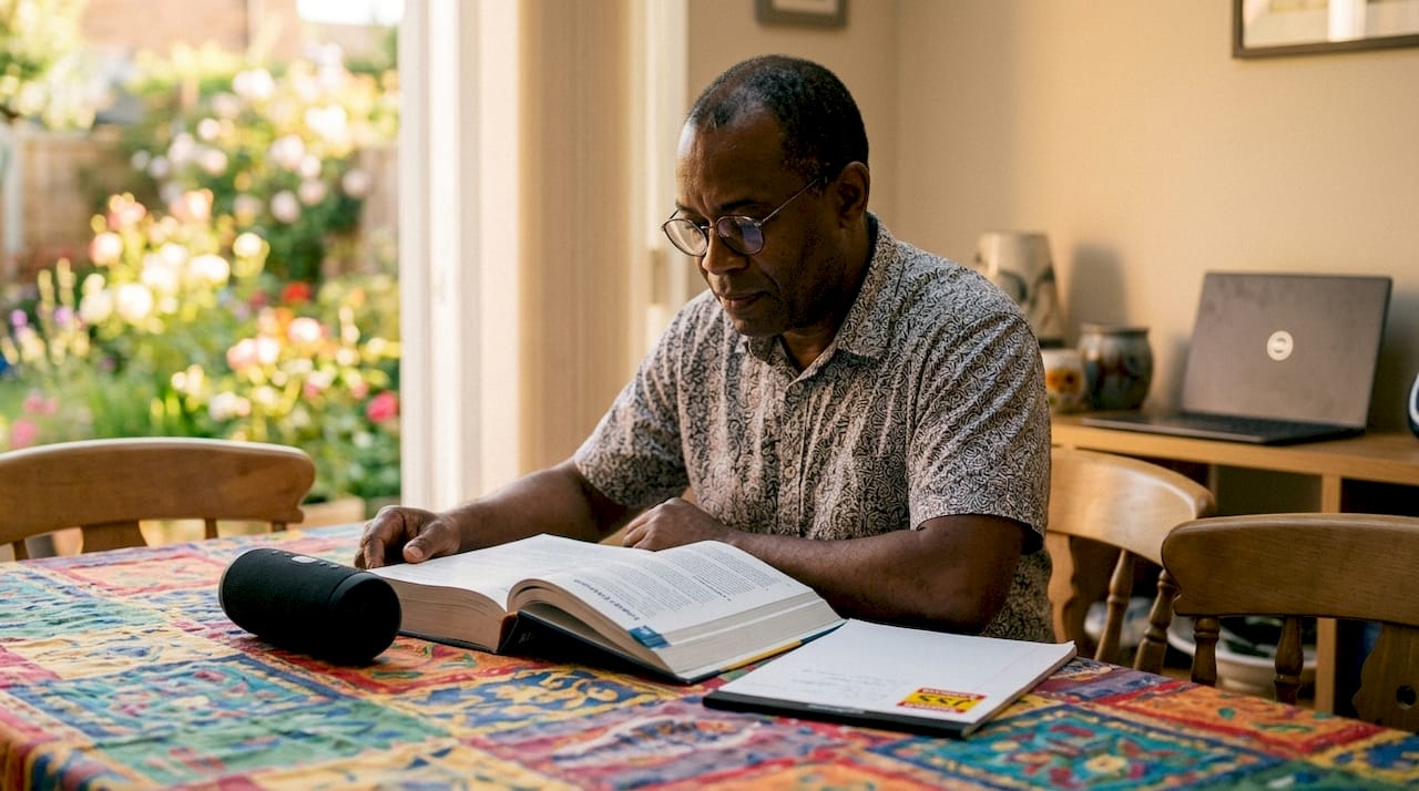 Man studying neuroscience of music and language learning