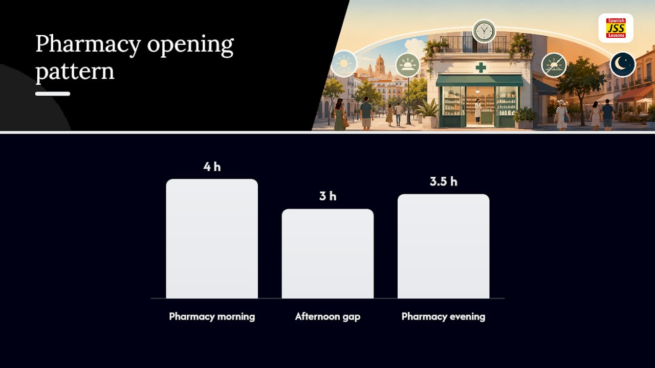 After-hours pharmacy access flow in Spain