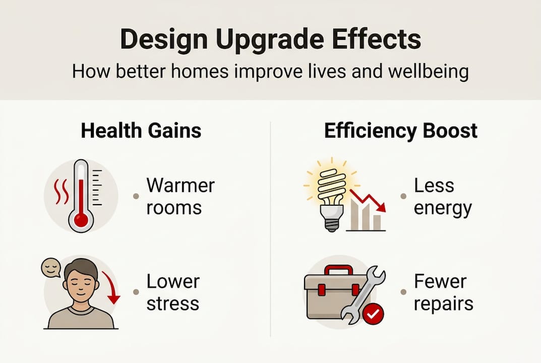 Infographic on home design impact benefits