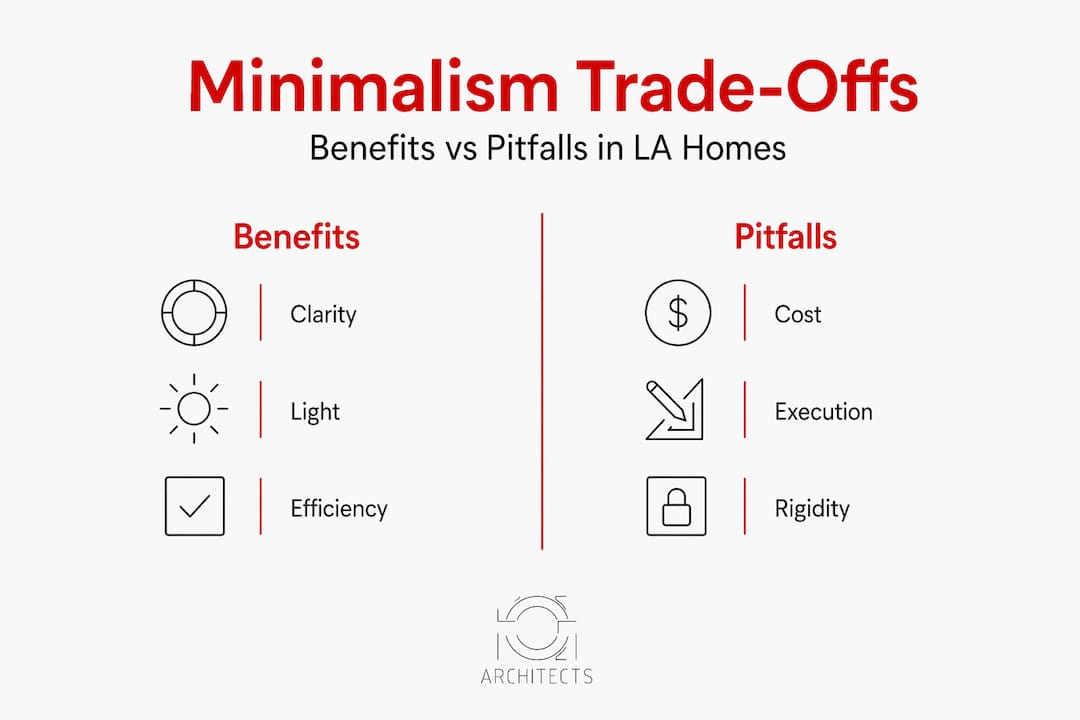 Infographic comparing minimalism pros and cons