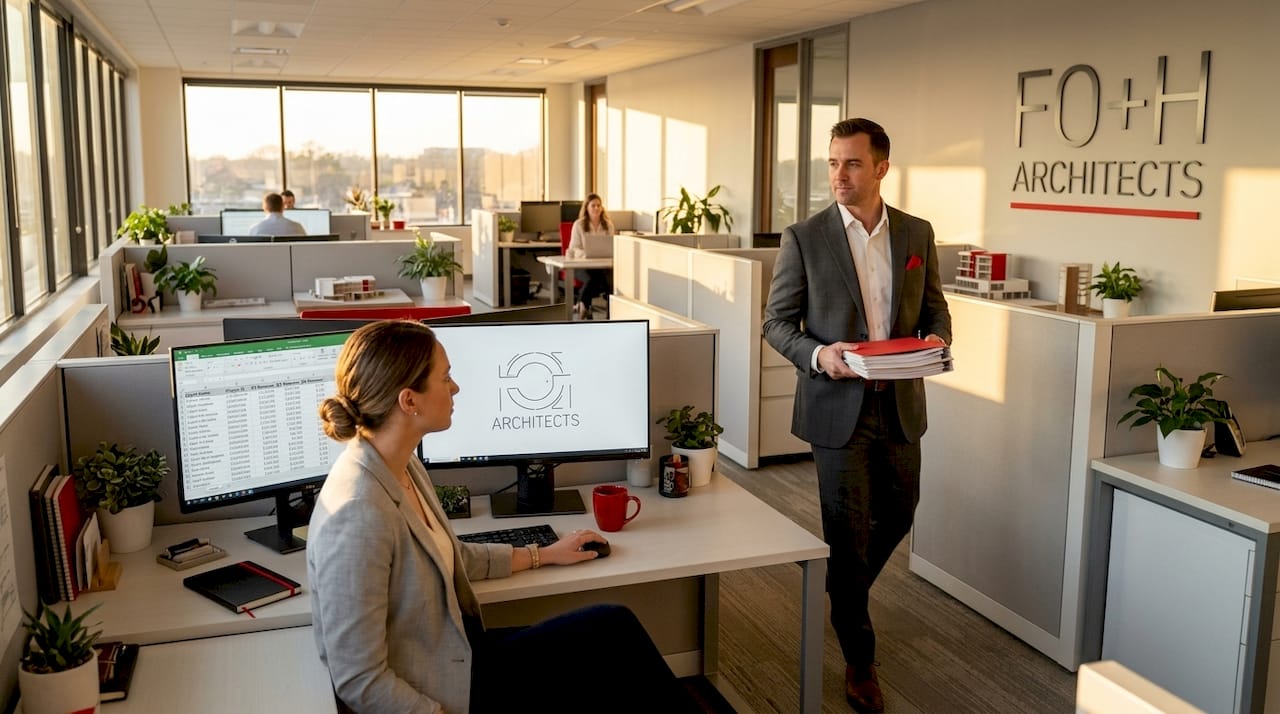 Mixed open and partitioned office space