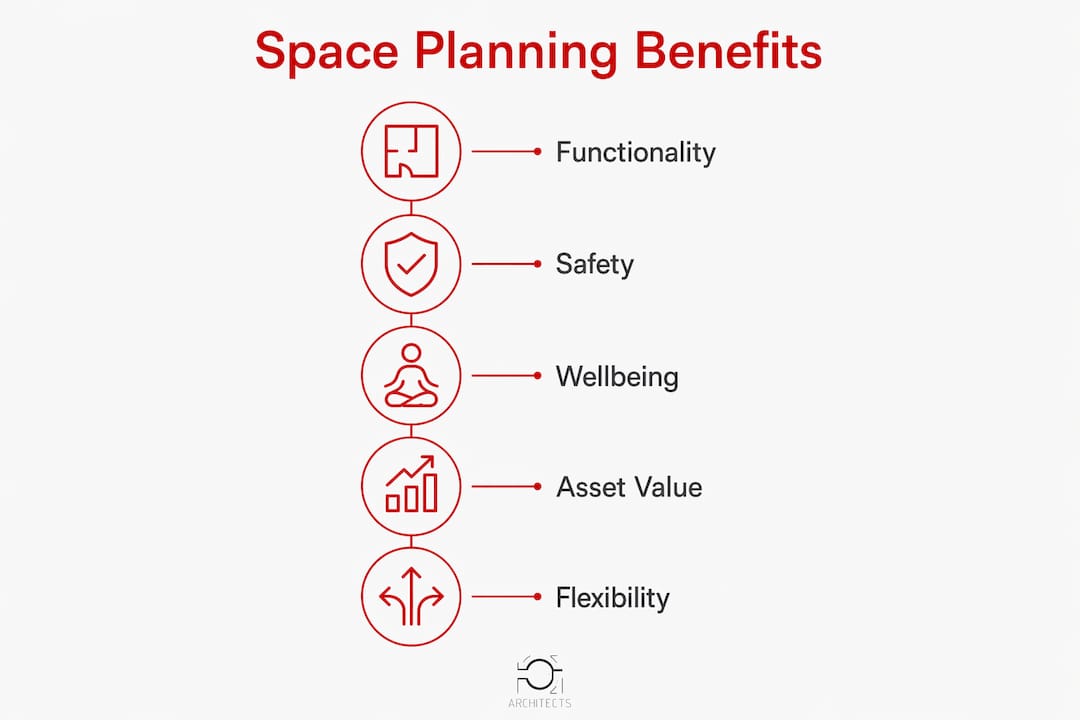 Infographic showing benefits of space planning