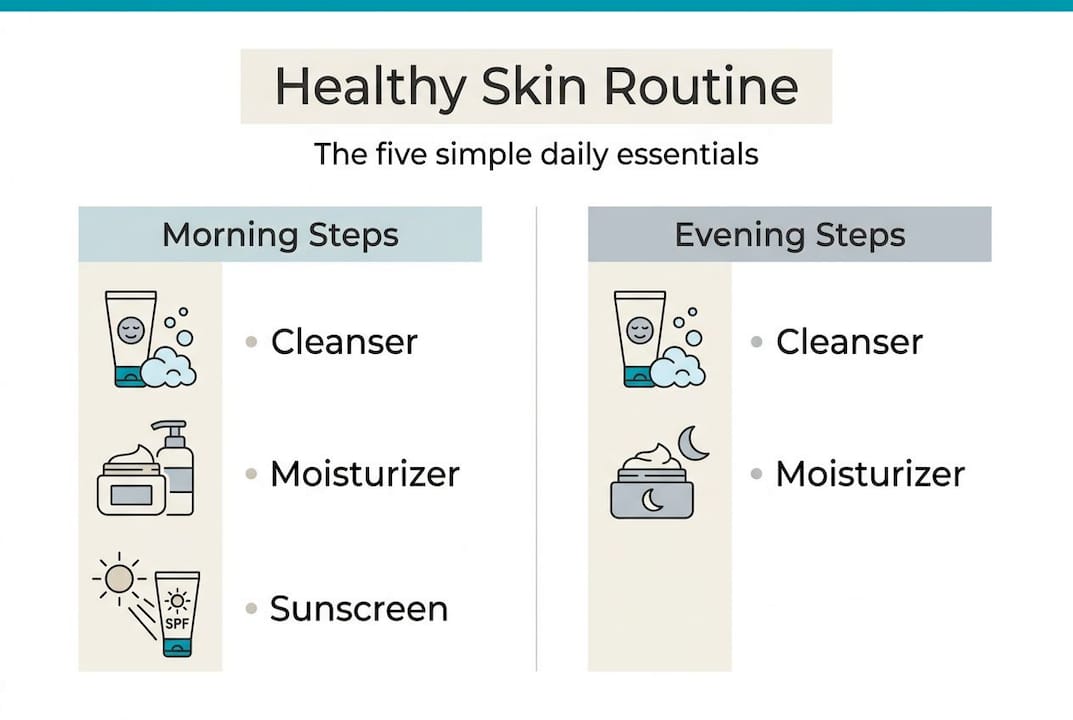 Infographic of healthy skin routine steps