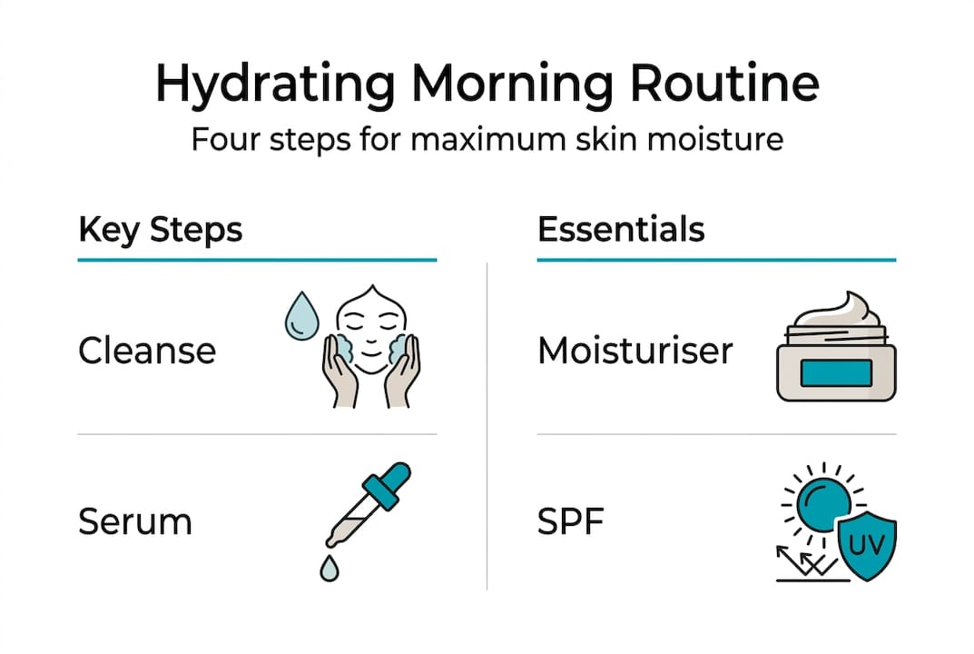 Infographic showing four-step hydrating skincare routine