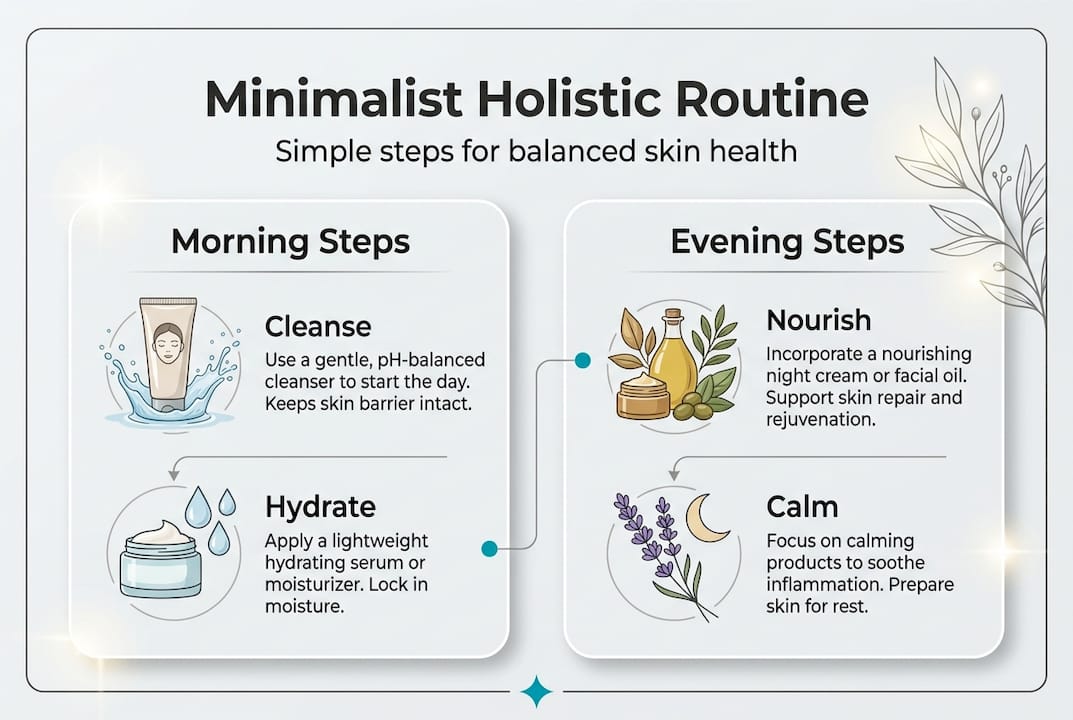 Infographic minimalist holistic skincare steps
