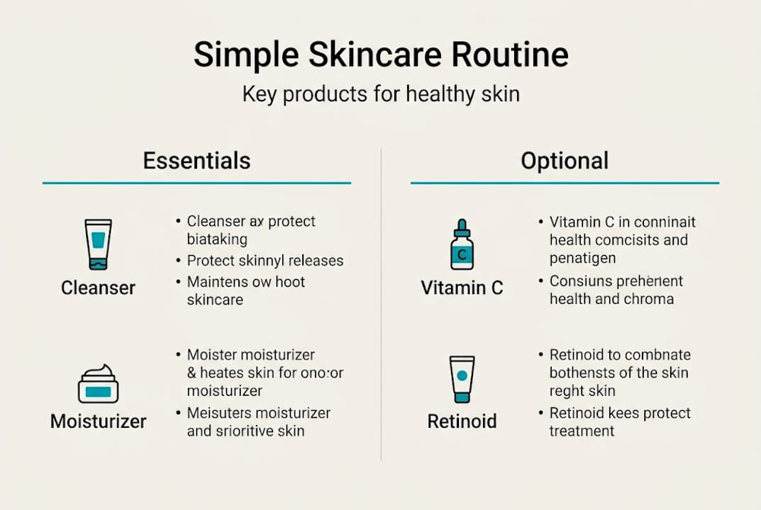 Infographic showing simple skincare routine essentials