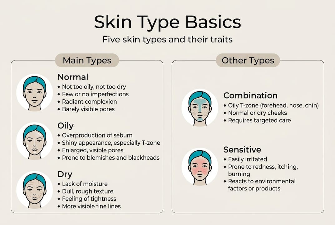 Infographic comparing main skin type categories