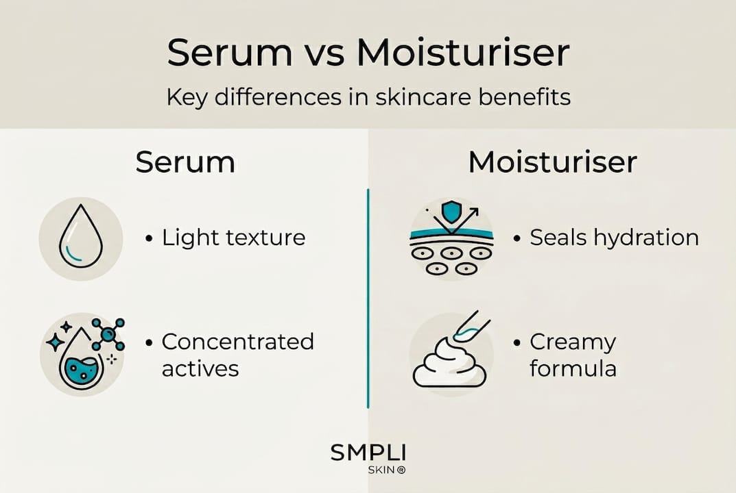 Serum vs moisturiser infographic for skincare