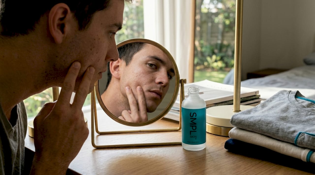 Close-up healthy skin cheek natural texture
