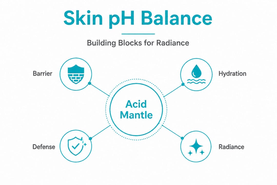 Infographic showing skin pH acid mantle levels and roles