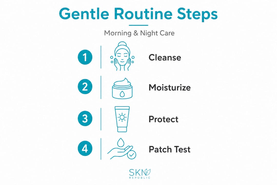 Infographic showing gentle skincare steps