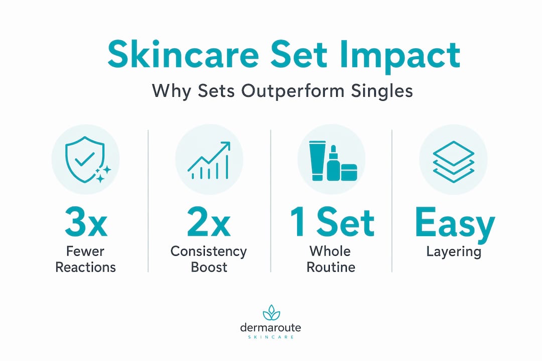 Infographic showing skincare set benefits at a glance