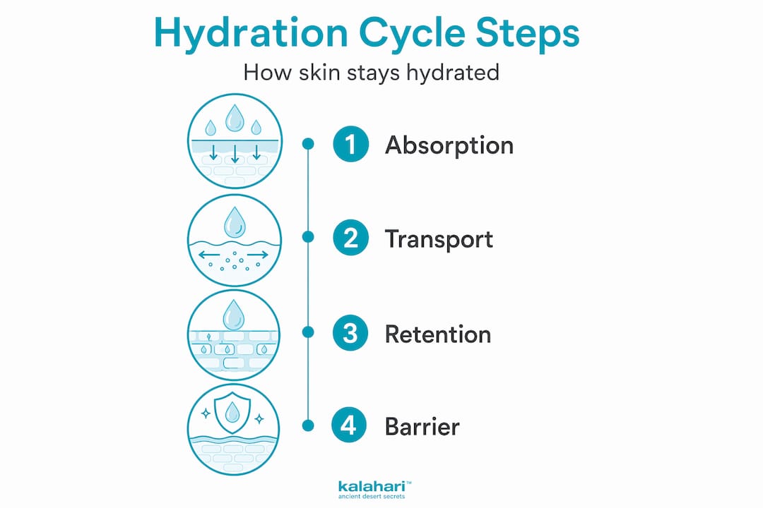 Skin hydration cycle process illustration