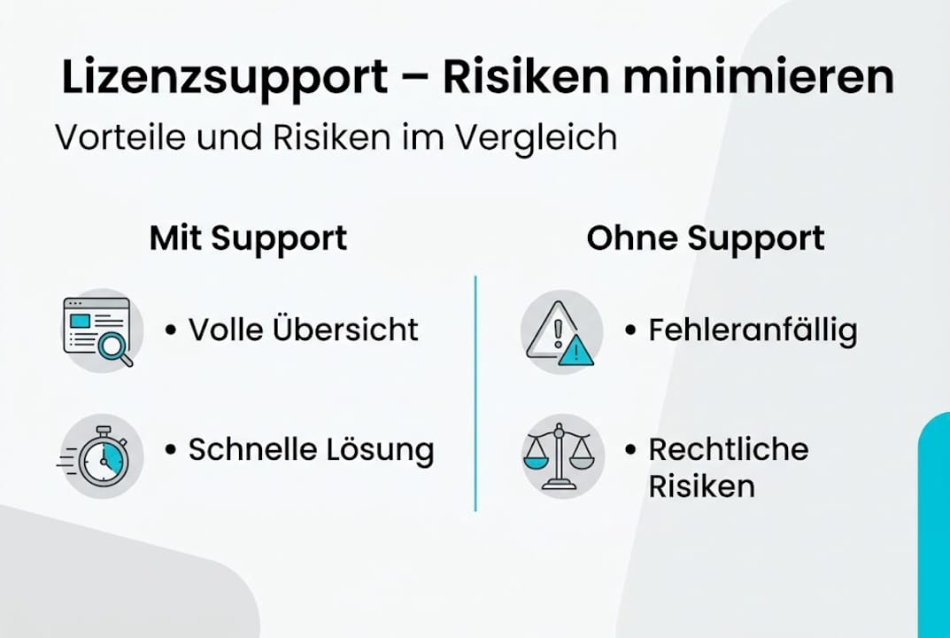 Infografik: Chancen und Risiken beim Lizenzsupport auf einen Blick