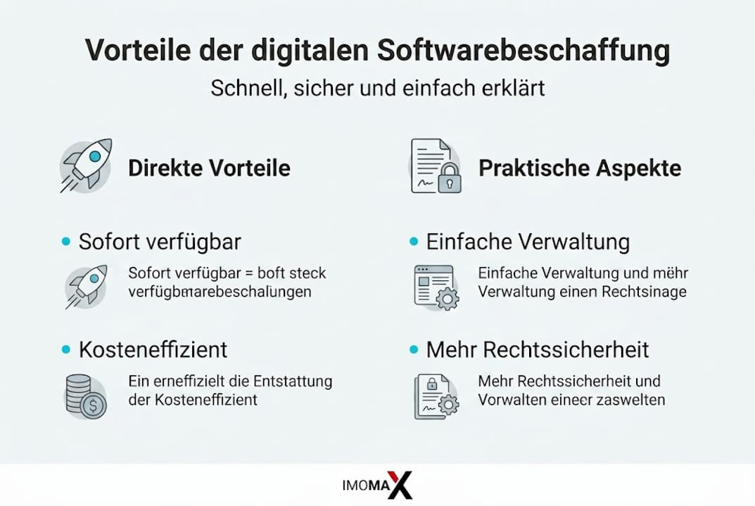 Infografik: Die wichtigsten Vorteile beim digitalen Einkauf von Software