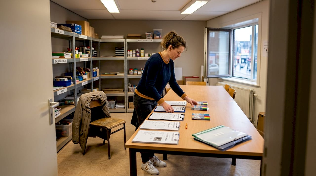 De jongerenwerker zet alle benodigde materialen klaar voor het traject.