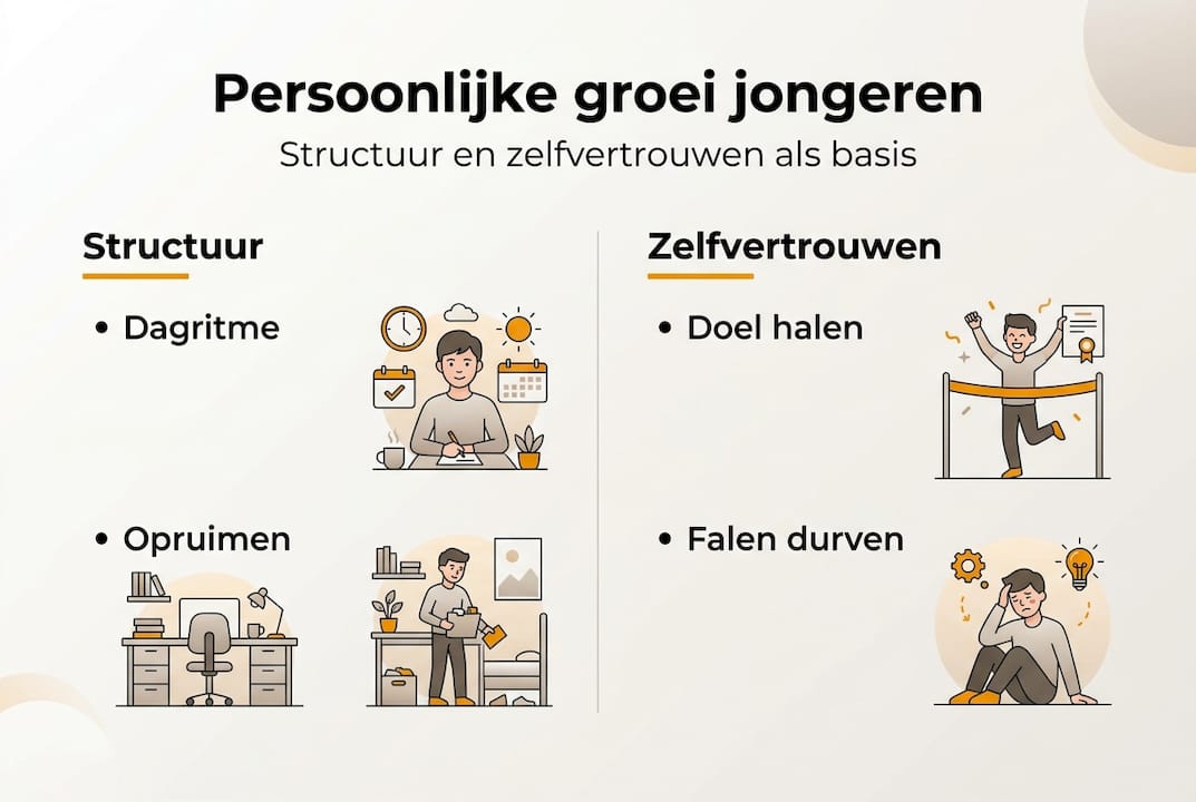 Infographic over het belang van structuur en zelfvertrouwen
