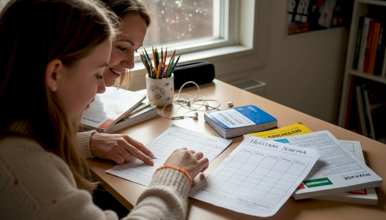 Samen met de begeleider kijkt de jongere hoe ze de dag het beste kunnen indelen.