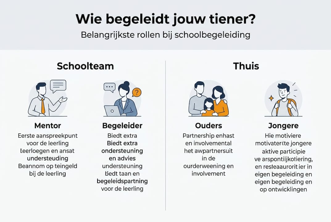 Infographic: de rol van school en thuis bij begeleiding