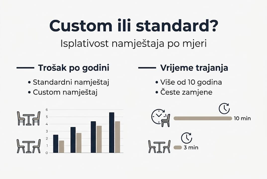 Infografika koja prikazuje razliku između prilagođenog i standardnog ROI-a