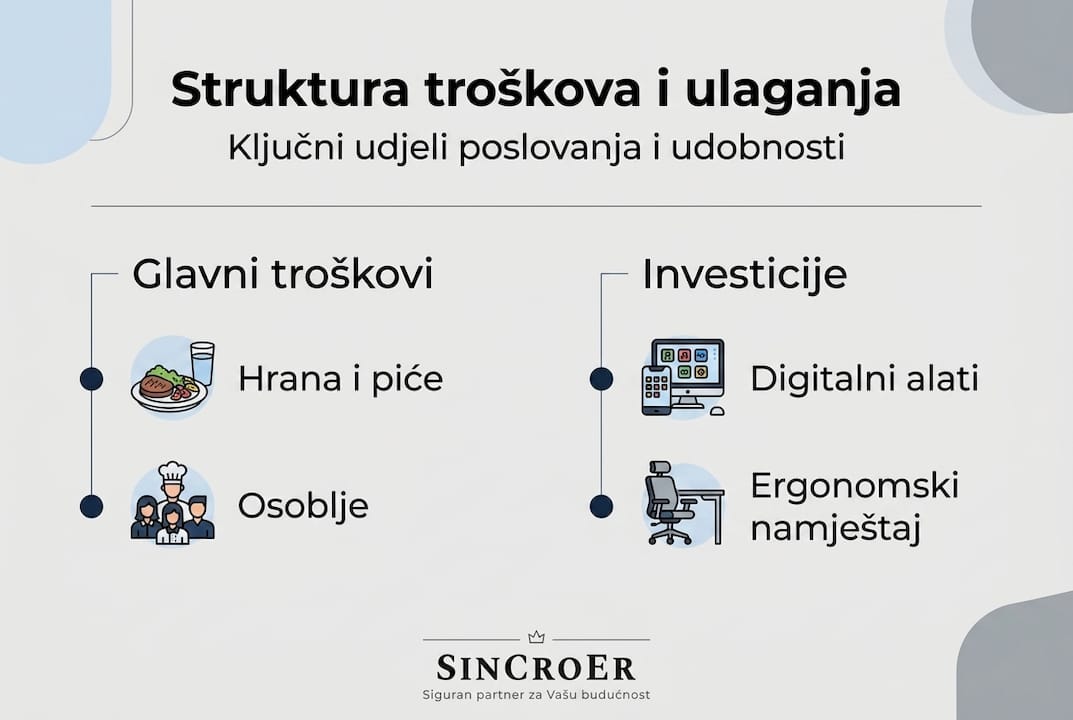 Prikaz raspodjele troškova i ulaganja u ugostiteljstvu