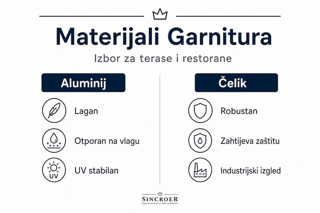 Infografika prikazuje glavne razlike između aluminija i čelika