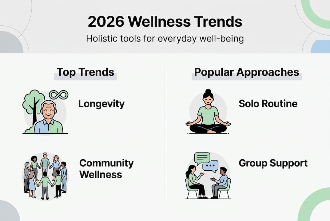 Infographic summarizing 2026 wellness trends and approaches