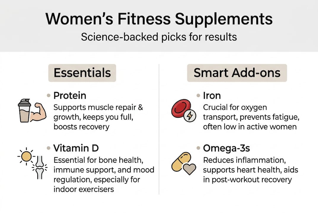Infographic of top women's fitness supplements