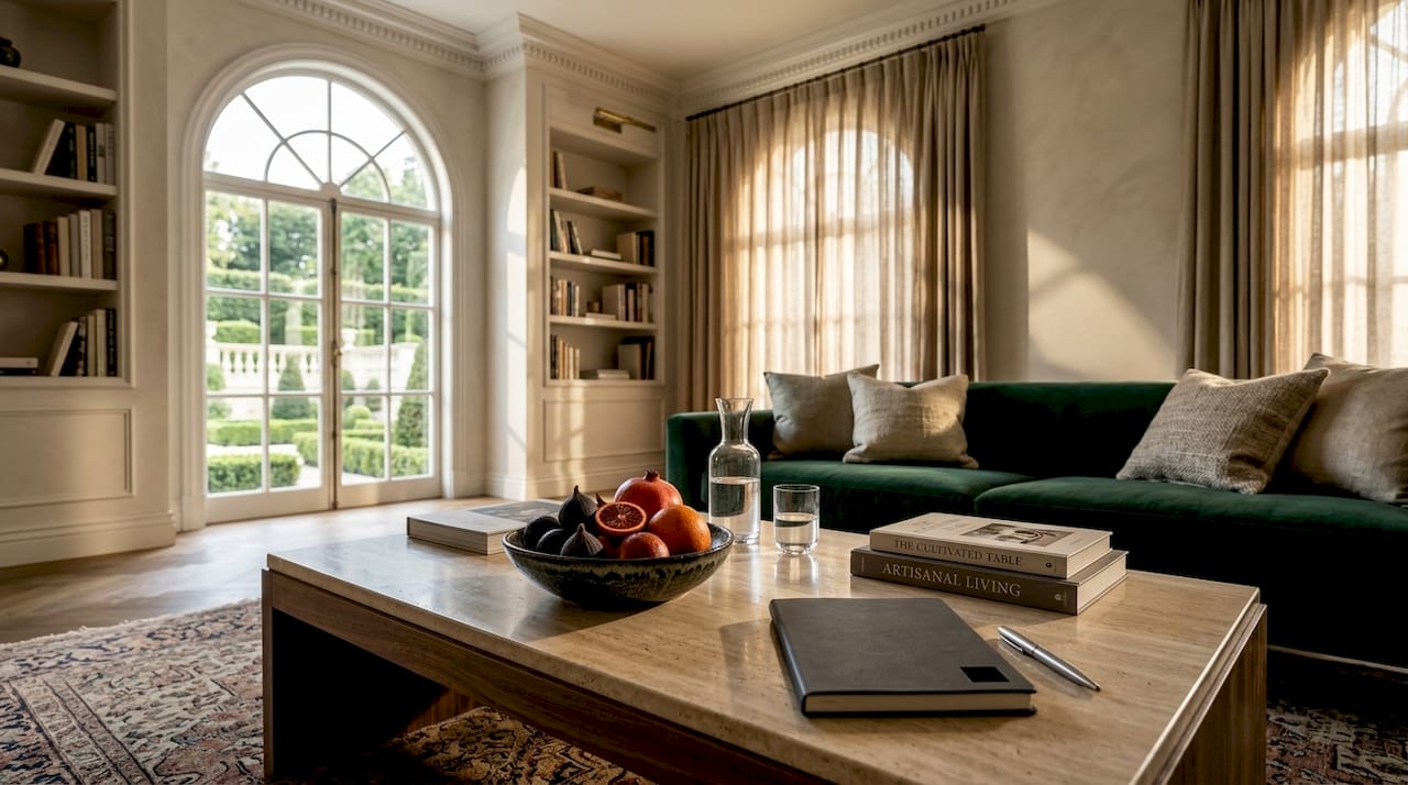 Couple planning nutrition in living room
